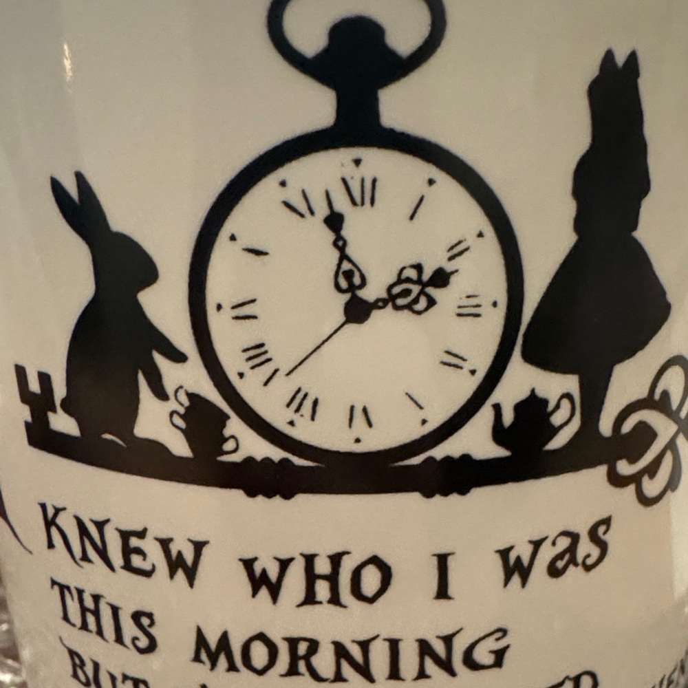 Alice in Wonderland White and Blue Ceramic Mug